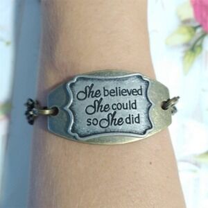 Inspirational Quote Multi-Strand Chain Bracelet She Believed She Could So BC1